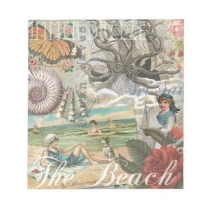 Sommerstrand viktorianischer Retro-Stil Notizblock