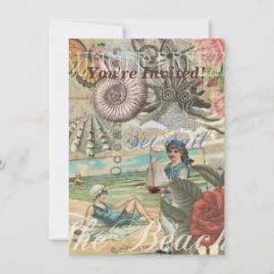 Sommerstrand Vintage-Oktopus Antik-Segeln Einladung