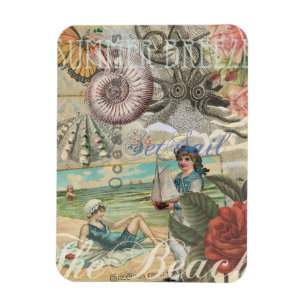 Sommerstrand vintage Oktopus antike Segelschifffah Magnet