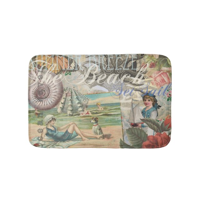 Sommerstrand Vintager Oktopus antikes Segeln Badematte (Vorderseite)