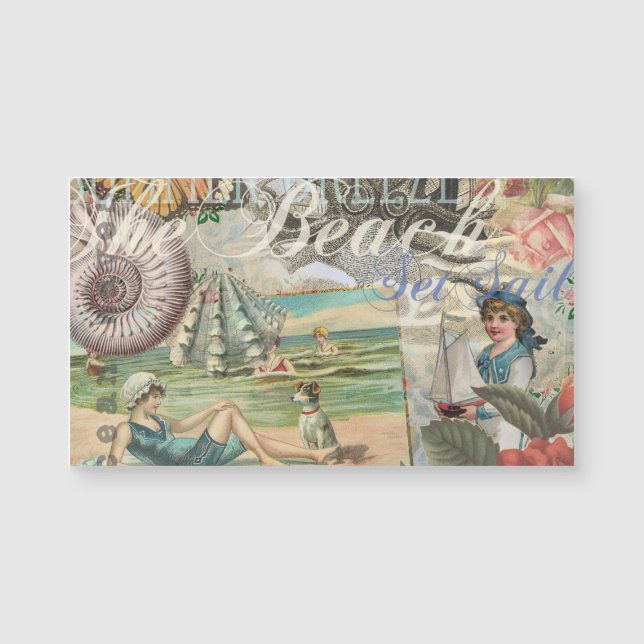 Sommerstrand Vintager Oktopus antikes Segeln Magnetkarte (Vorderseite)