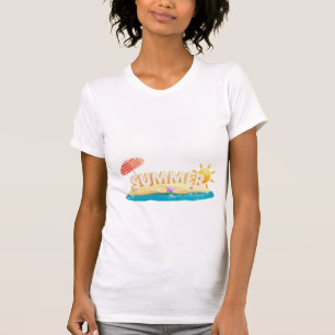Sommerstrandinsel 3D Trendige tropische Ferien T-Shirt