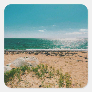 Sommerstrandtag im schwedischen Archipel Quadratischer Aufkleber