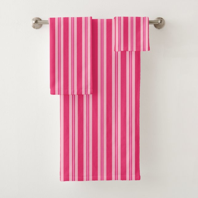 Sommerstreifen, Fuchsien und Pastellrosa Badhandtuch Set (Insitu)