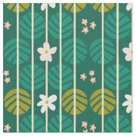Sommerstreifen Retro-Blumen dunkelgrünen Stoff