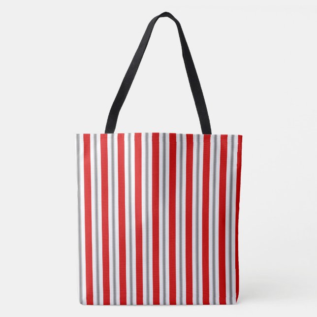 Sommerstreifen - tiefrot, weiß und grau / grau tasche (Vorderseite)