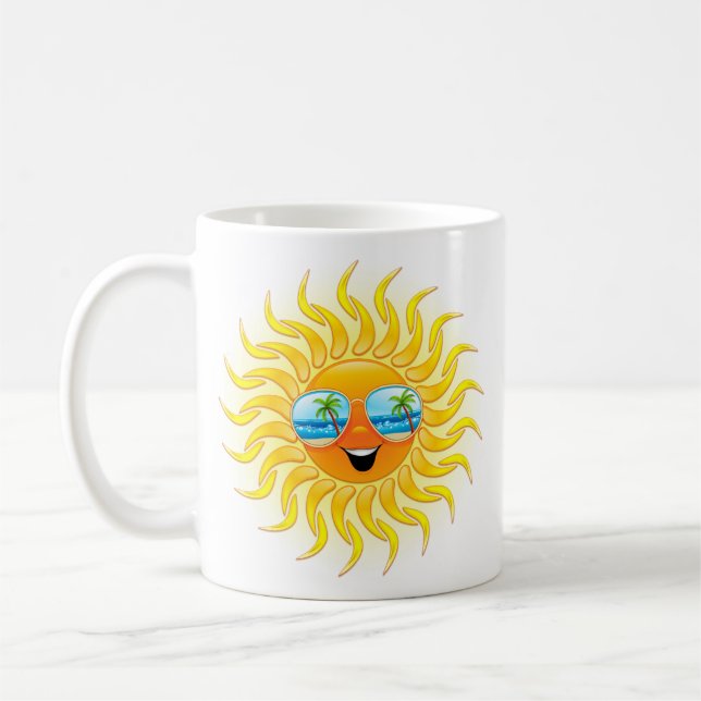 Sommersun-Cartoon mit der Sonnenbrille-Tasse Kaffeetasse (Links)
