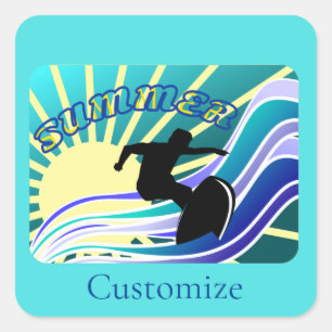Sommersurfspass Thunder_Cove Quadratischer Aufkleber