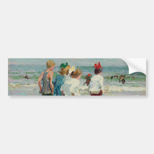 Sommertag am Brighton Beach (von E.H. Potthast) Autoaufkleber