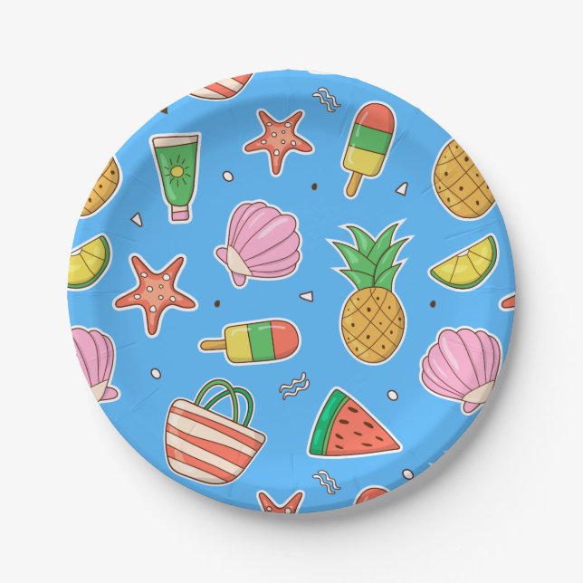 Sommertage Beach Paper Plate Pappteller (Vorderseite)