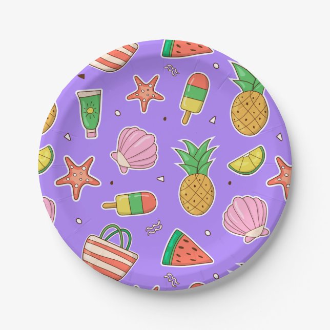 Sommertage Beach Paper Plate Pappteller (Vorderseite)