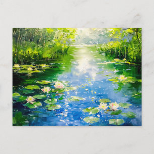 Sommerteich mit Wasserläufen Feiertagspostkarte