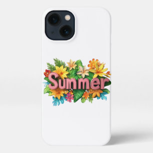 Sommertext - farbenfrohe Sommer-Blume - Illustrati iPhone Hülle