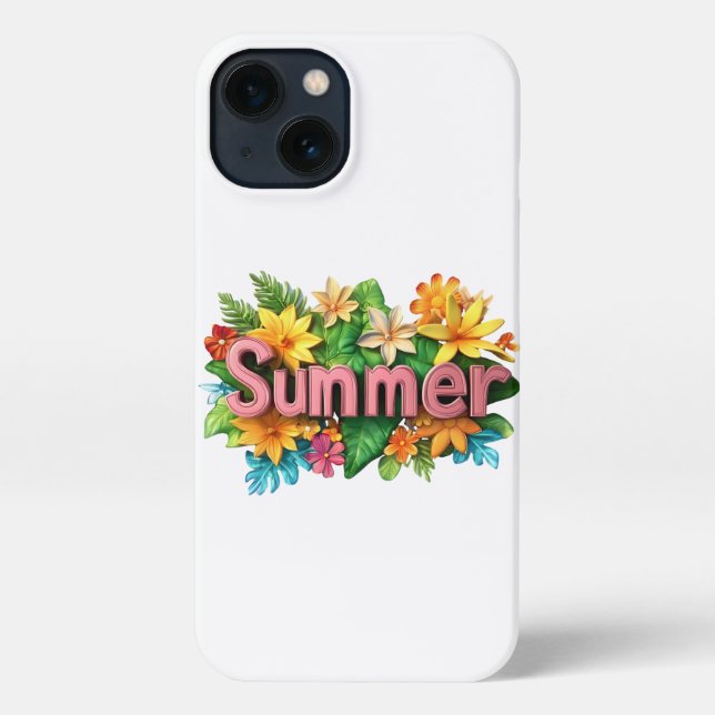 Sommertext - farbenfrohe Sommer-Blume - Illustrati iPhone Hülle (Rückseite)