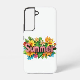 Sommertext - farbenfrohe Sommer-Blume - Illustrati Samsung Galaxy Hülle