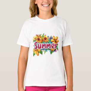 Sommertext - farbenfrohe Sommer-Blume - Illustrati T-Shirt