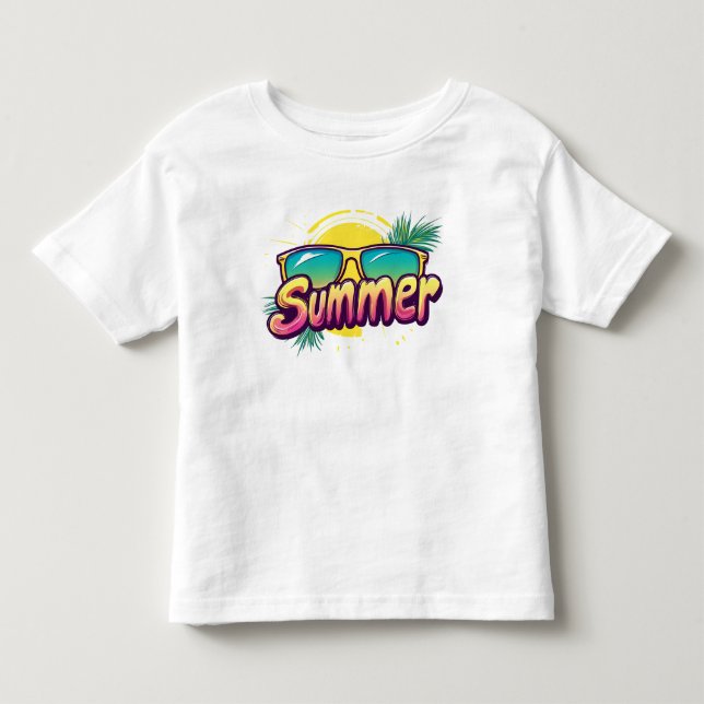 Sommertext - farbenfrohe Sommersonnenbrille Kleinkind T-shirt (Vorderseite)