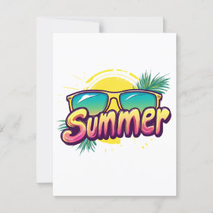 Sommertext - farbenfrohe Sommersonnenbrille Postkarte