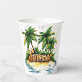 Sommertext - tropische Sommerinsel Pappbecher