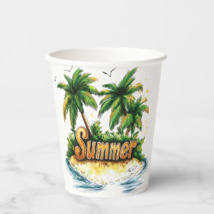 Sommertext - tropische Sommerinsel Pappbecher