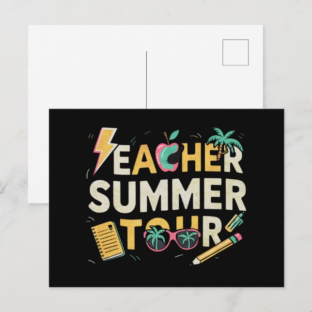 Sommertour 2024 Lehrer Letzter Schultag Postkarte (Vorne/Hinten)