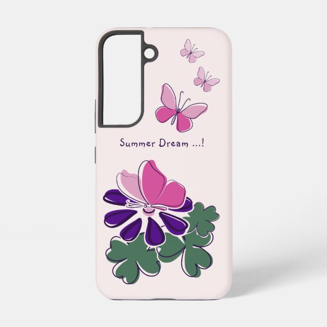 Sommertraum Rosa Lila Blume Schmetterling Samsung Galaxy Hülle (Rückseite)