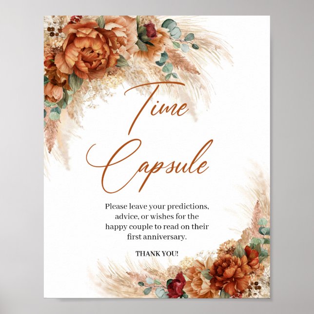 Sommertropische Terracotta Pampas Zeitkapsel Poster (Vorne)