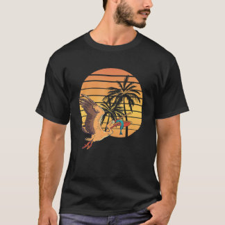 Sommeruntergang Pelikan Vogel Tier Fisch Fang Trop T-Shirt