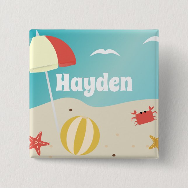 Sommerurlaub am Meer Personalisiert Button (Vorderseite)