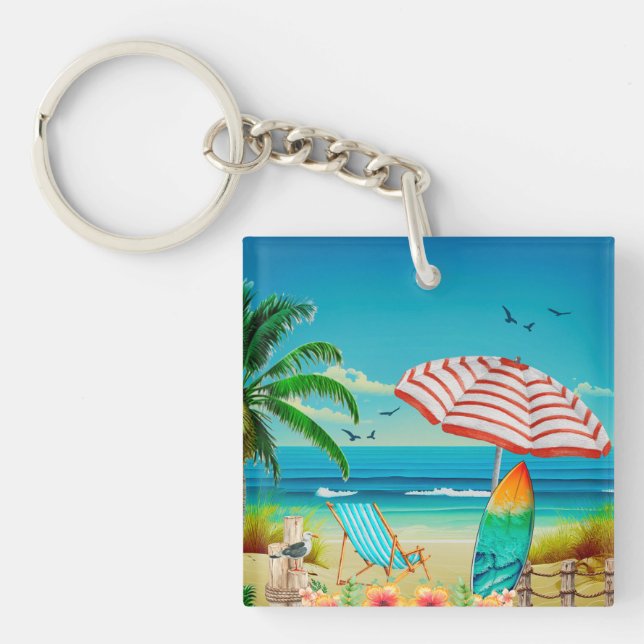 Sommerurlaub am Strand, Entspannung Schlüsselanhänger (Vorderseite)