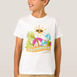 Sommerurlaub am Strand Lächeln Sonne in Sonnenbril T-Shirt