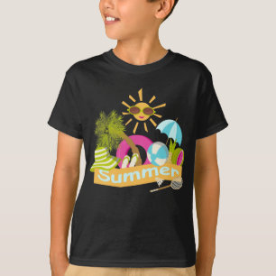 Sommerurlaub am Strand Lächeln Sonne in Sonnenbril T-Shirt