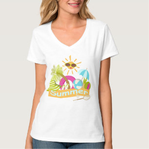 Sommerurlaub am Strand Lächeln Sonne in Sonnenbril T-Shirt
