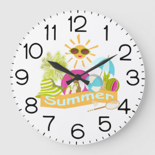 Sommerurlaub am Strand lächelnd Sonne in Sonnenbri Große Wanduhr
