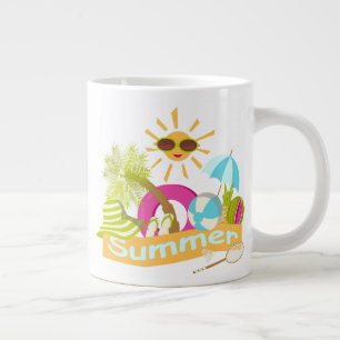 Sommerurlaub am Strand lächelnd Sonne in Sonnenbri Jumbo-Tasse