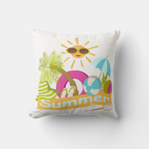 Sommerurlaub am Strand lächelnd Sonne in Sonnenbri Kissen