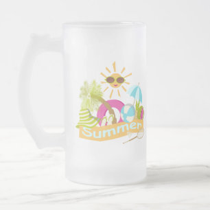 Sommerurlaub am Strand lächelnd Sonne in Sonnenbri Mattglas Bierglas