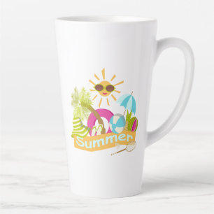 Sommerurlaub am Strand lächelnd Sonne in Sonnenbri Milchtasse