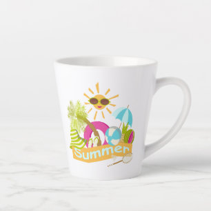 Sommerurlaub am Strand lächelnd Sonne in Sonnenbri Milchtasse