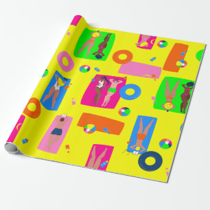 Sommerurlaub am Strand Sonnenbäder Geschenkpapier