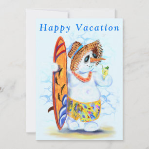 Sommerurlaub Card Snowman Surfer - Spaß