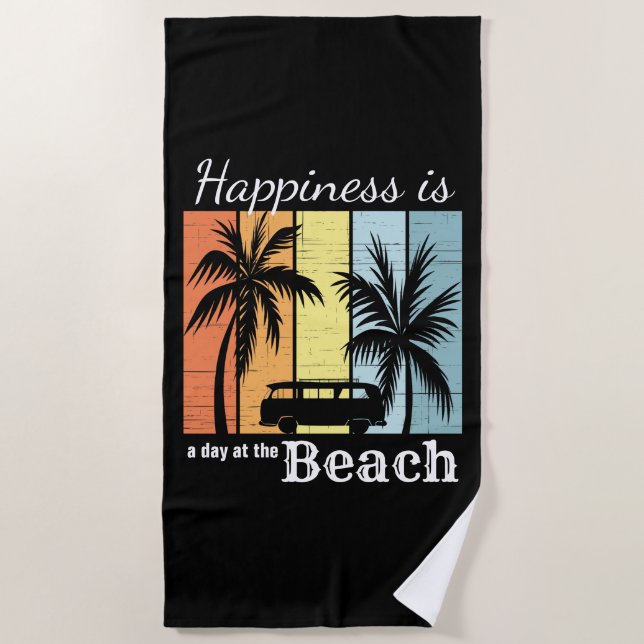 Sommerurlaub Glück ist ein Tag am Strand Strandtuch (Vorderseite)