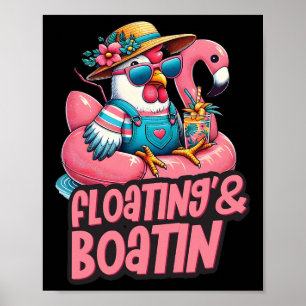Sommerurlaub Huhn Schwimmend Bootfahren Sommer Vi Poster