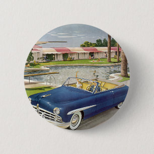Sommerurlaub im Retro-Stil, Cabrio und Motel Button