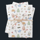 Sommerurlaub in Neuengland Geschenkpapier Set<br><div class="desc">Eine Sammlung von Erinnerungen aus den Sommern in Neuengland, die Strandhäuser mit Cousins teilen und mit ihren Kleinen Erinnerungen bilden. Dieser Druck zeichnet sich durch die Illustrationen an der Küste aus, wie Adirondack-Stühle, Hummer, Muscheln, Tennisschläger, Spielkarten, Totentaschen, Räucher und Sonnenschirme. Dieser Ausdruck wäre eine großartige Ergänzung zu Ihrem Brautparty oder...</div>