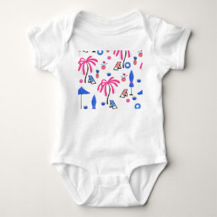 Sommerurlaub: Palmen Bäume Ananas Muster Baby Strampler