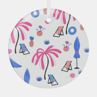 Sommerurlaub: Palmen Bäume Ananas Muster Ornament Aus Glas