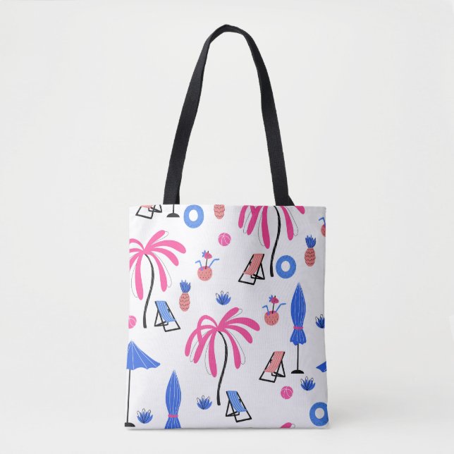 Sommerurlaub: Palmen Bäume Ananas Muster Tasche (Vorderseite)