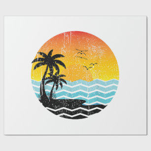 Sommerurlaub Palmen Retro Sonnenuntergang Tropisch Geschenkpapier