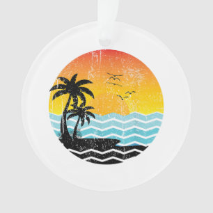 Sommerurlaub Palmen Retro Sonnenuntergang Tropisch Ornament